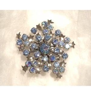 Vintage 1950s TRIAD Blue Rhinestone ⭐️ Brooch